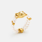 Personalized Cat Pearl Beaded Ring AmberLollipop