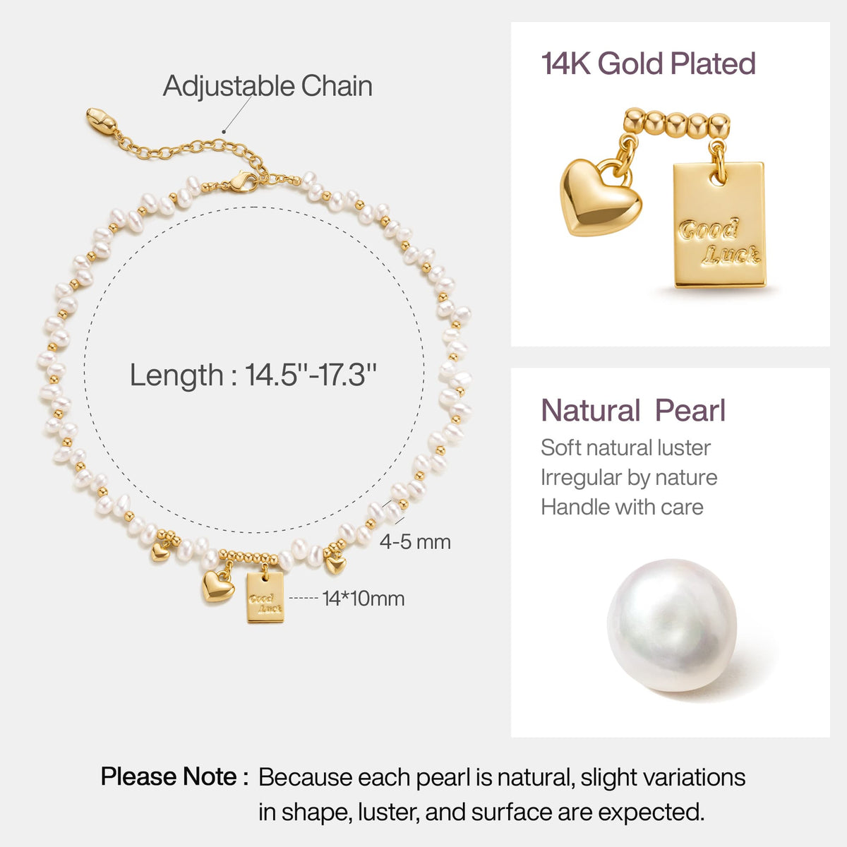 Personalized Lucky & Love Pearl Necklace AmberLollipop