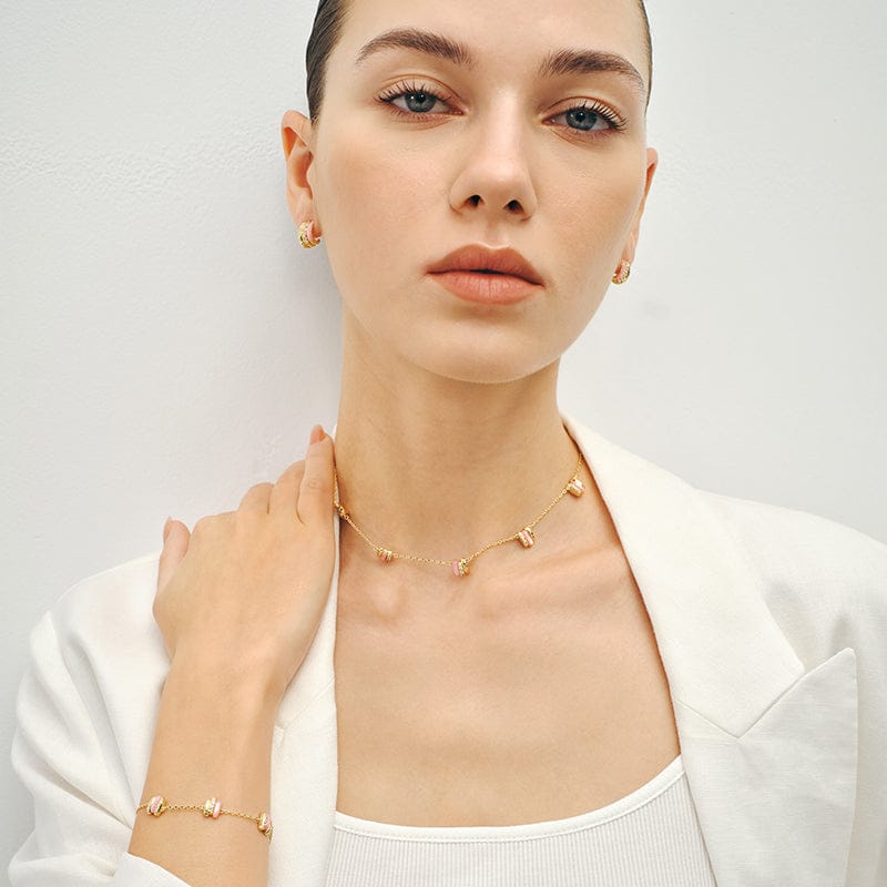 Pink Mother of Pearl Necklace AmberLollipop