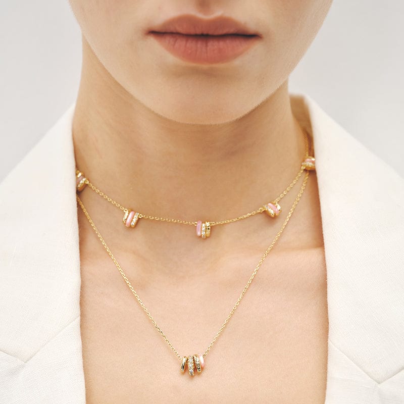 Pink Mother of Pearl Necklace AmberLollipop