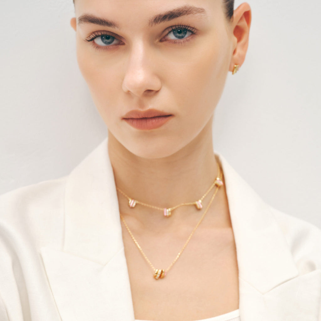 Pink Mother of Pearl Pendant Necklace AmberLollipop