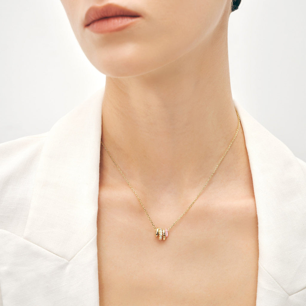 Pink Mother of Pearl Pendant Necklace AmberLollipop