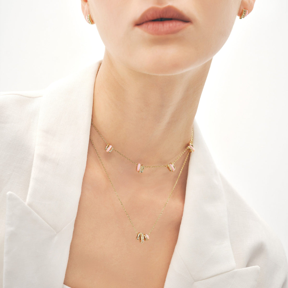 Pink Mother of Pearl Pendant Necklace AmberLollipop