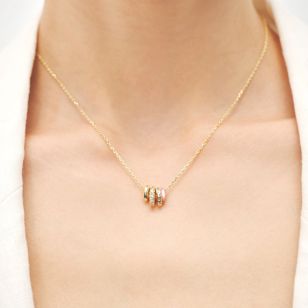 Pink Mother of Pearl Pendant Necklace AmberLollipop
