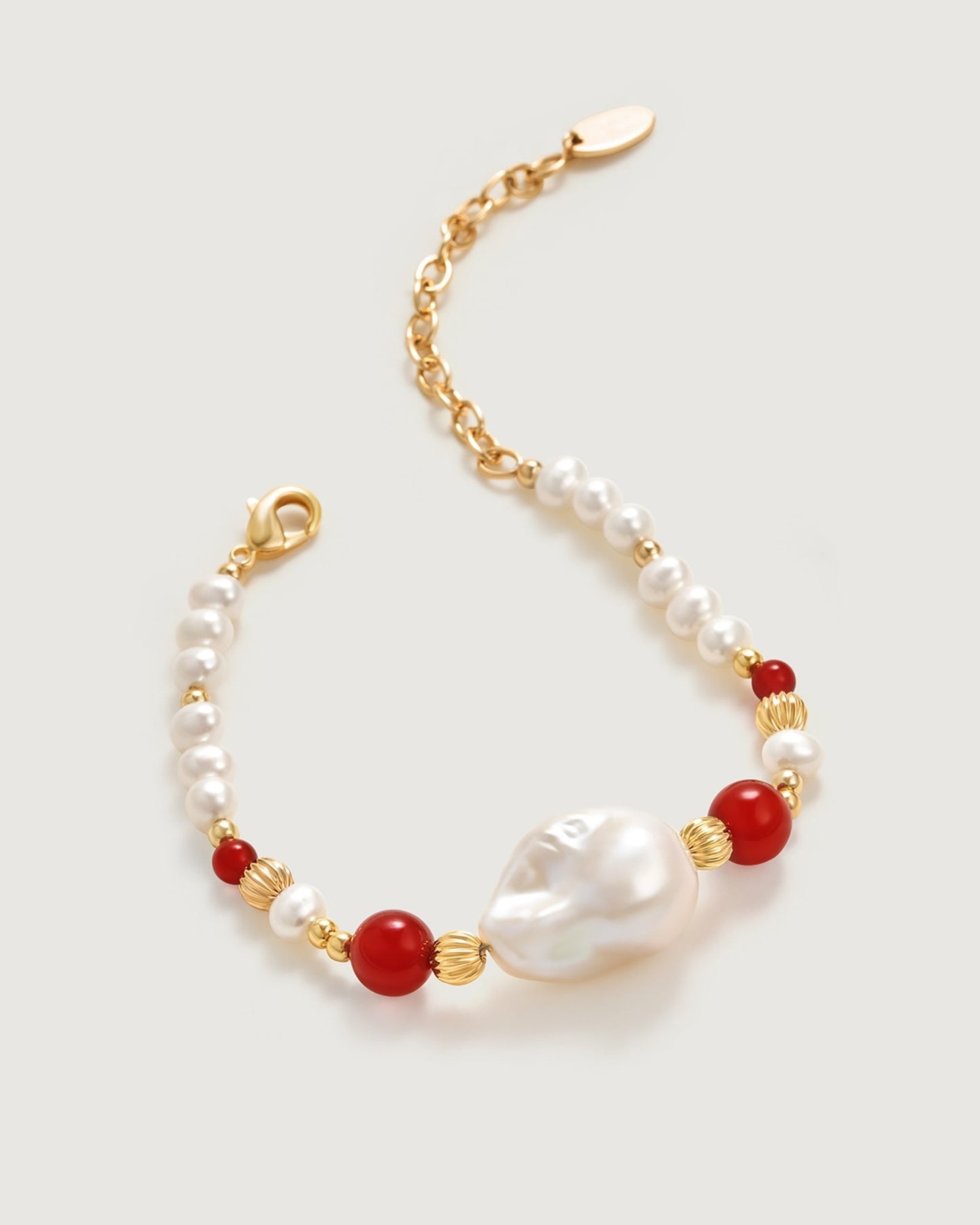 Pomegranate Baroque Pearl Bracelet - Amber lollipop