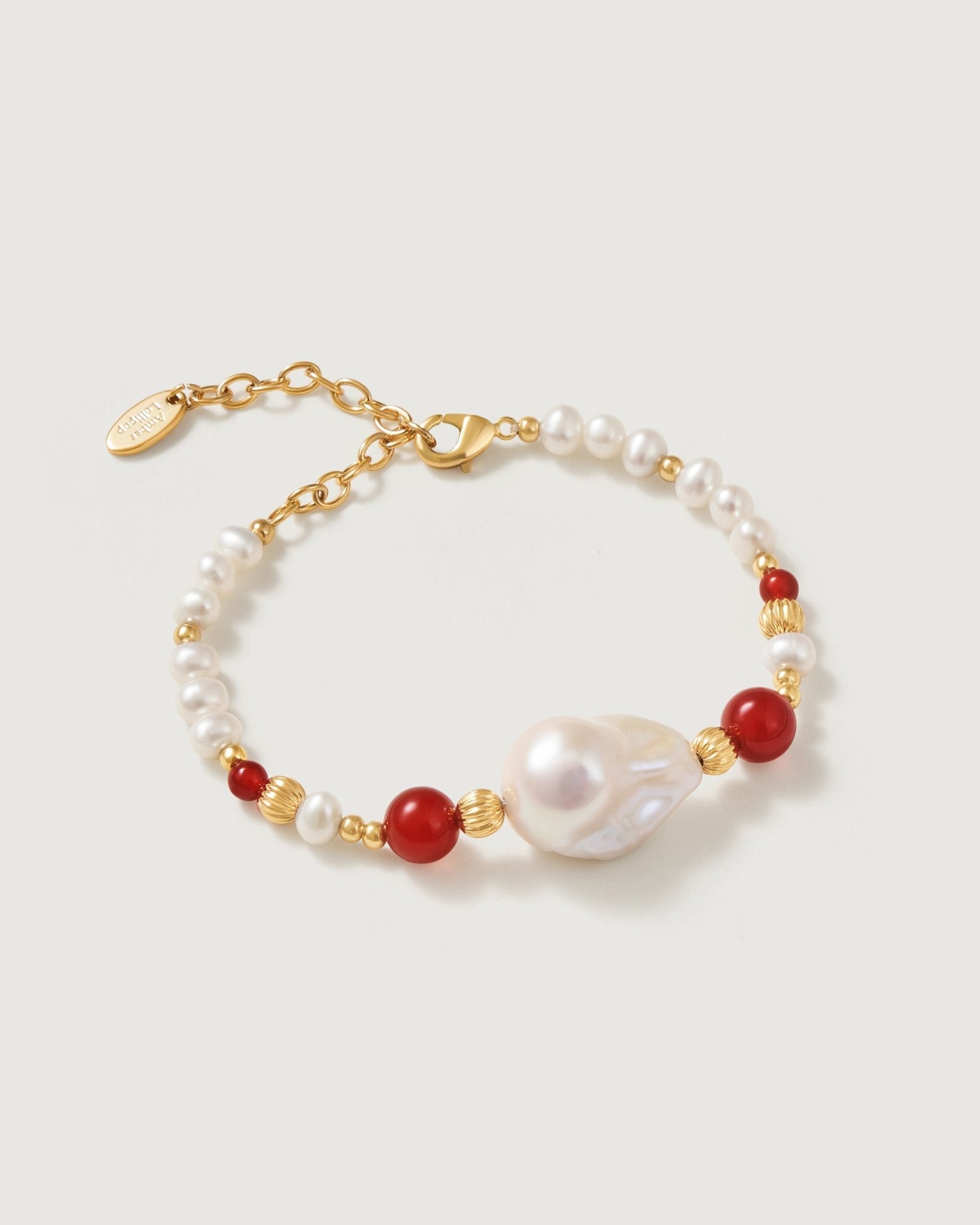 Pomegranate Baroque Pearl Bracelet - Amber lollipop