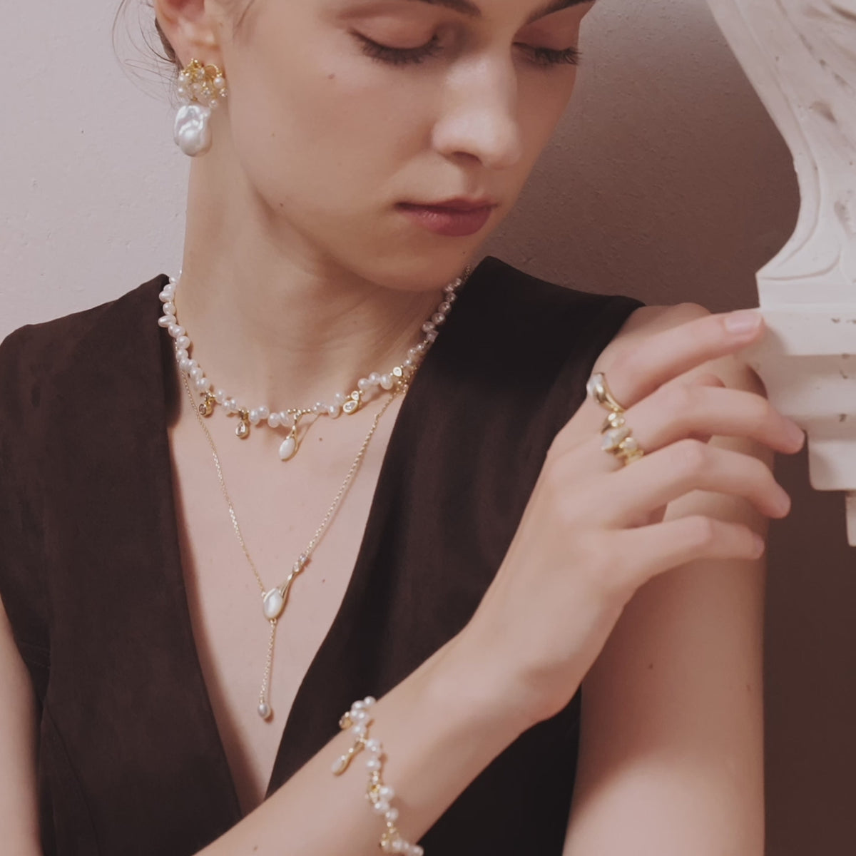 Champagne Moment Baroque Pearl Earrings