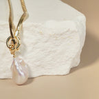 Large Baroque Pearl Pendant Necklace With Gold OT Chain