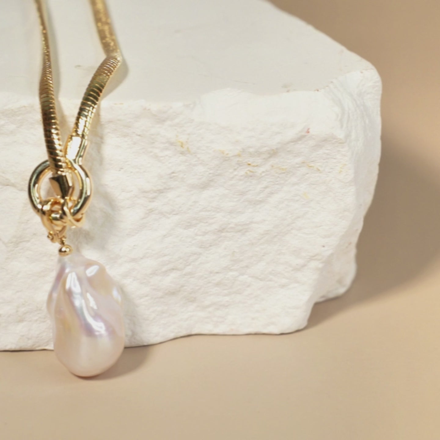 Large Baroque Pearl Pendant Necklace With Gold OT Chain
