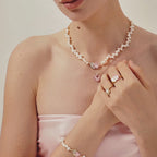 Blush Heart Rose Quartz Pearl Necklace