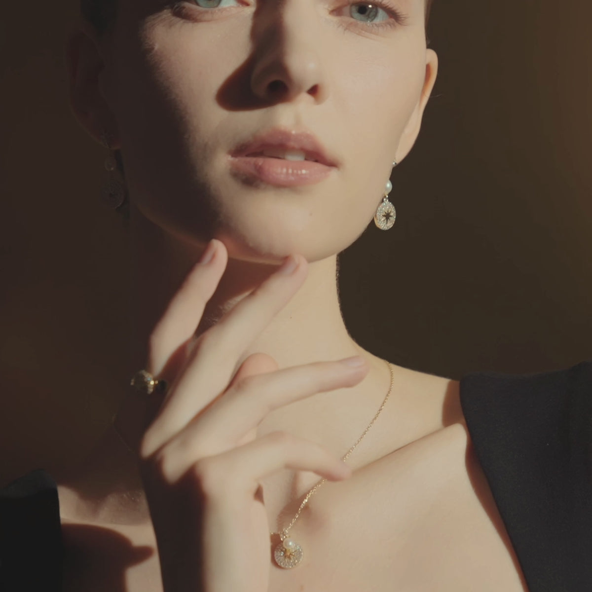 Celestial Star Pearl Drop Earrings