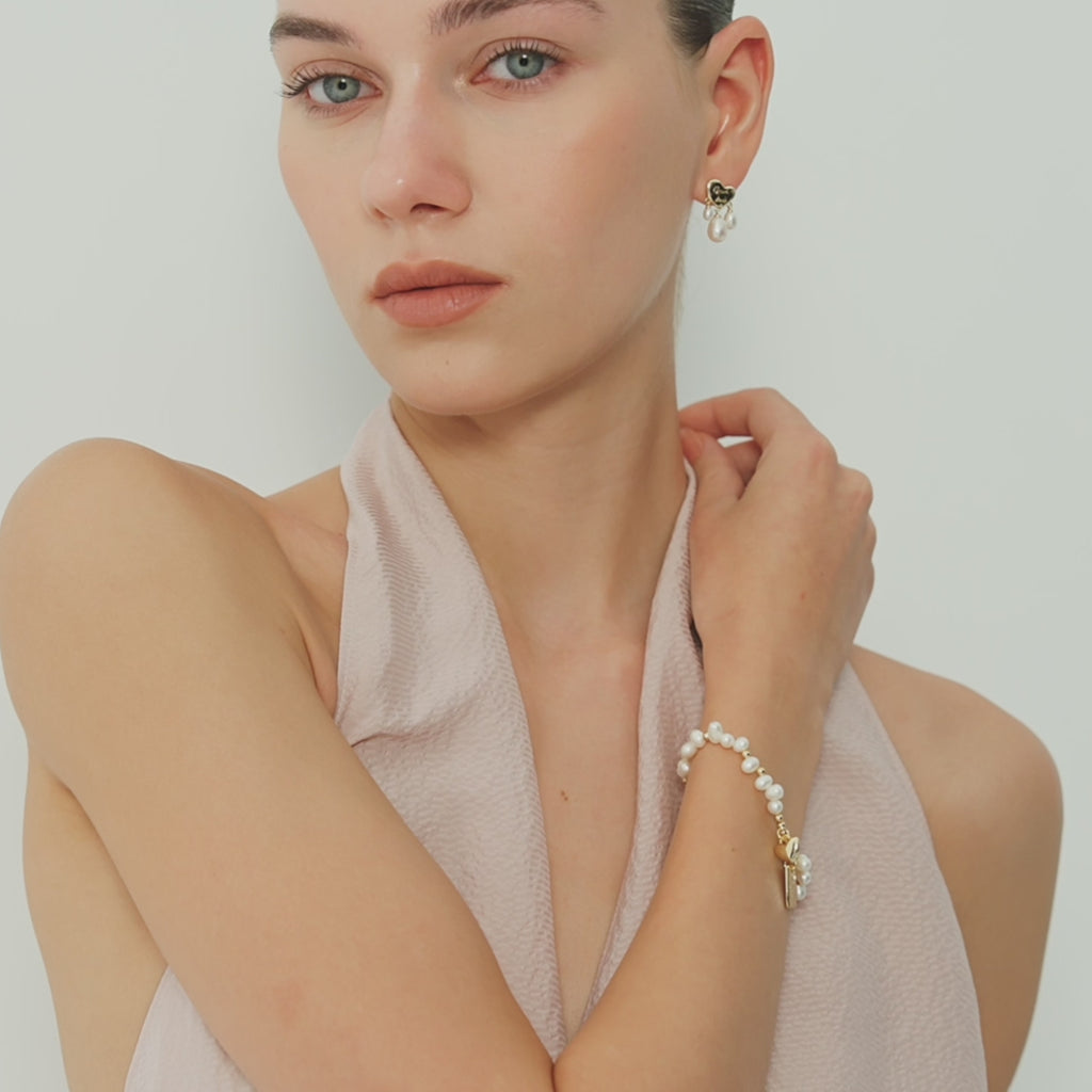 Good Luck Pearl Heart Earrings