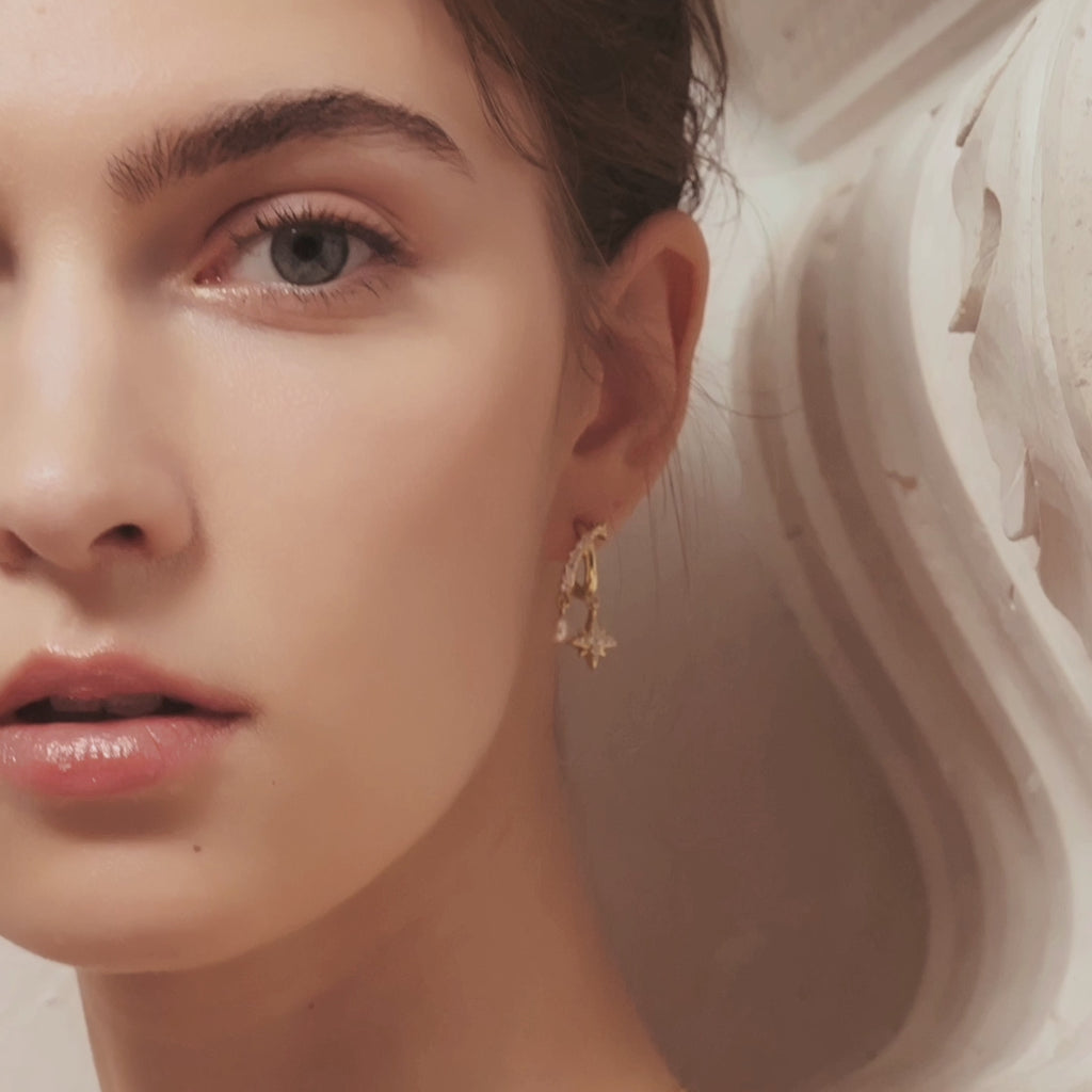 Celestial Crescent Pearl Earrings