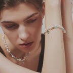 Raw Blue Topaz Pearl Bracelets