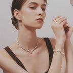 Raw Blue Topaz Pearl Necklace