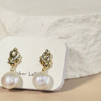Lava Baroque Button Pearl Earrings