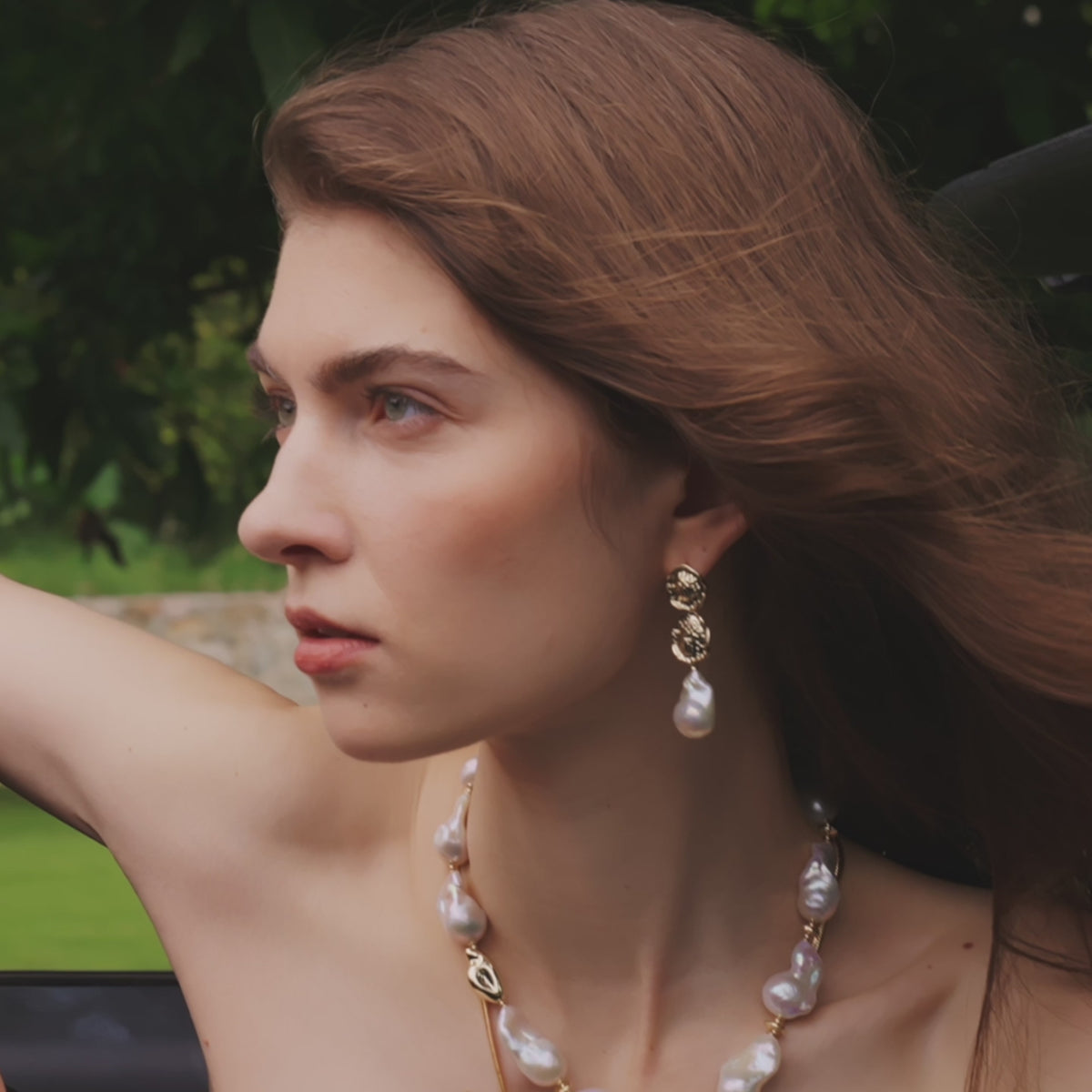 Desolate Realm Baroque Pearl   Earrings