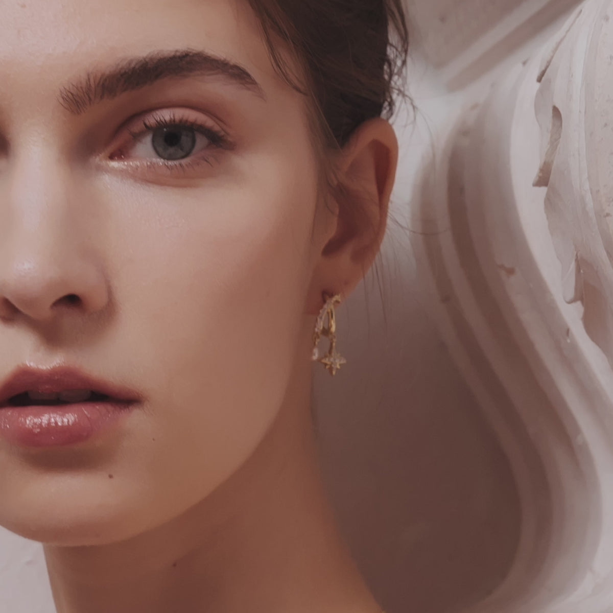 Celestial Crescent Pearl Earrings