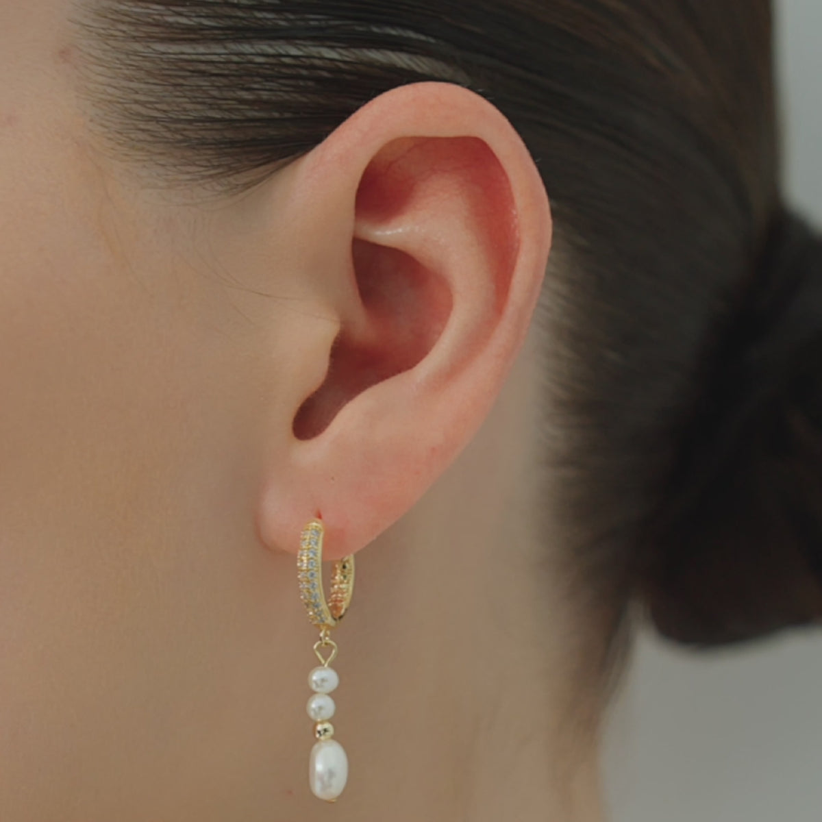 Gold Hoop Pearl Earrings