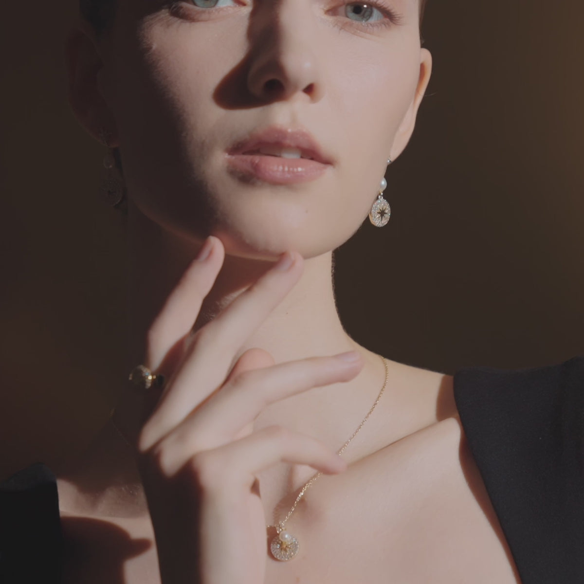 Celestial Star Pearl Drop Earrings