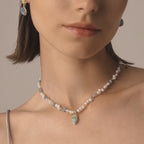 Raw Aquamarine Pearl Necklace