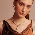 Large Baroque Pearl Pendant Necklace With Gold OT Chain