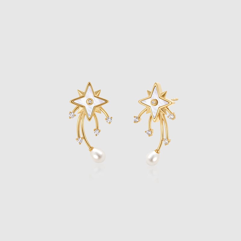 Radiant Star Pearl Drop Earrings AmberLollipop