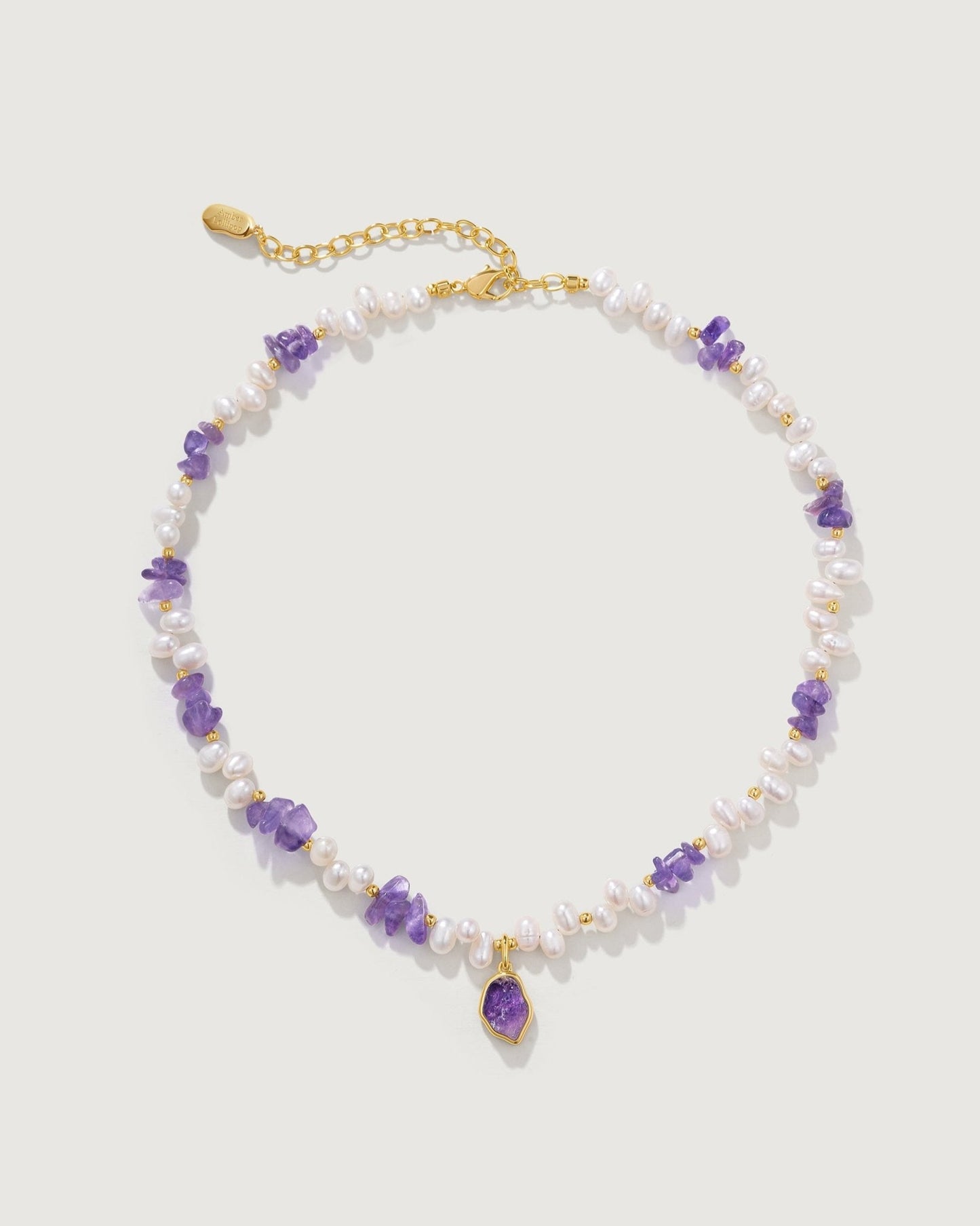 Raw Amethyst Pearl Necklace - Amber lollipop