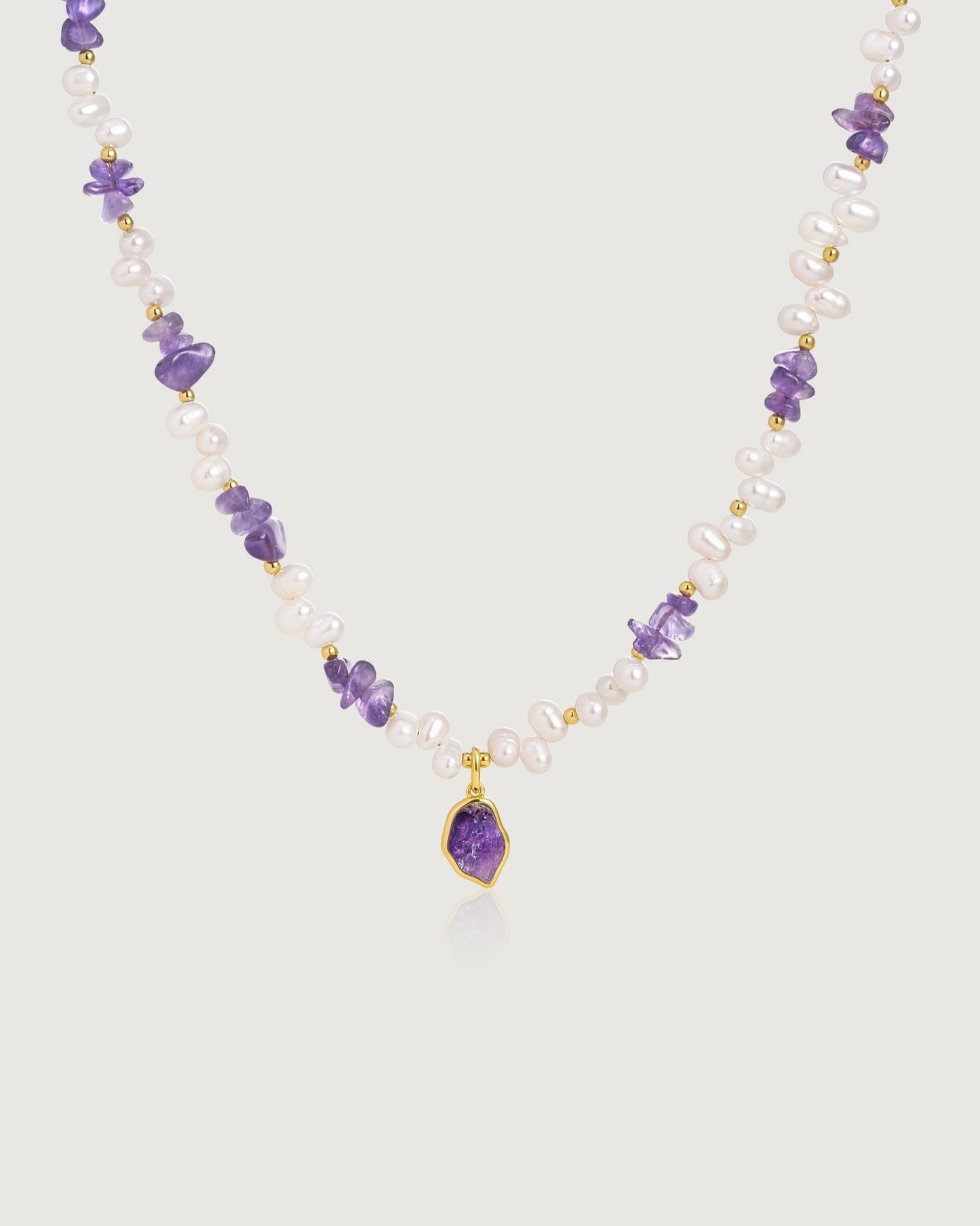 Raw Amethyst Pearl Necklace - Amber lollipop