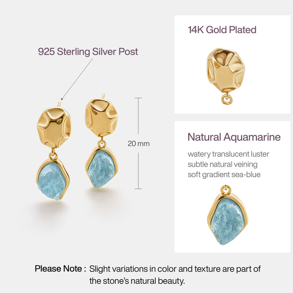 Raw Aquamarine Earrings AmberLollipop