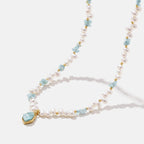 Raw Aquamarine Pearl Necklace AmberLollipop