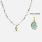 Raw Aquamarine Pearl Necklace AmberLollipop