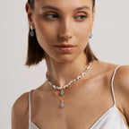 Raw Aquamarine Pearl Necklace - Amber Lollipop