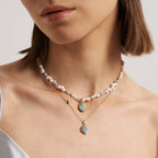 Raw Aquamarine Pearl Necklace - Amber Lollipop