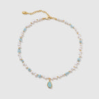 Raw Aquamarine Pearl Necklace - Amber Lollipop