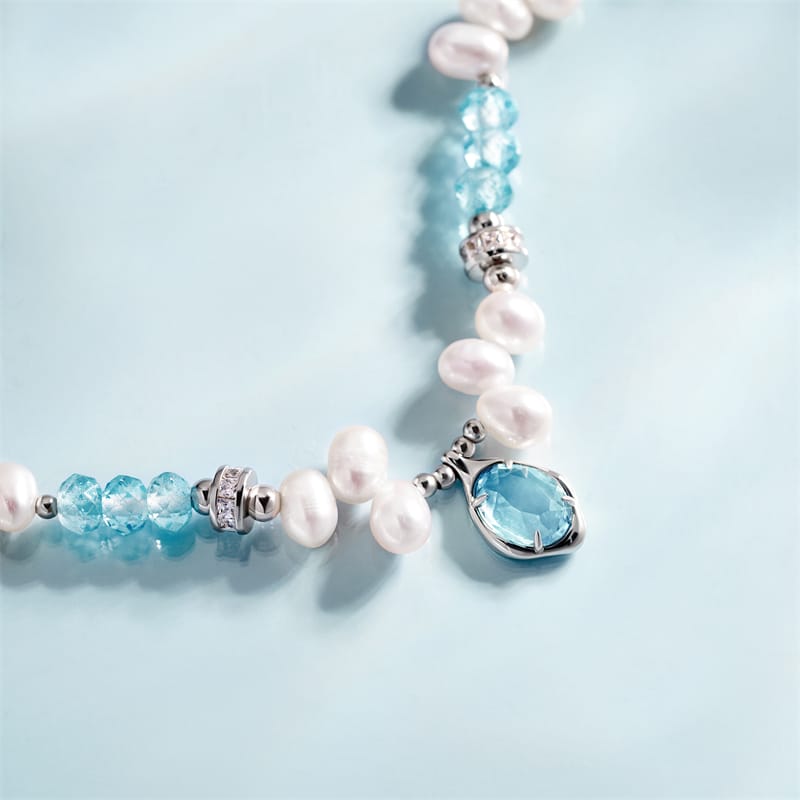 Raw Blue Topaz Pearl Bracelets AmberLollipop