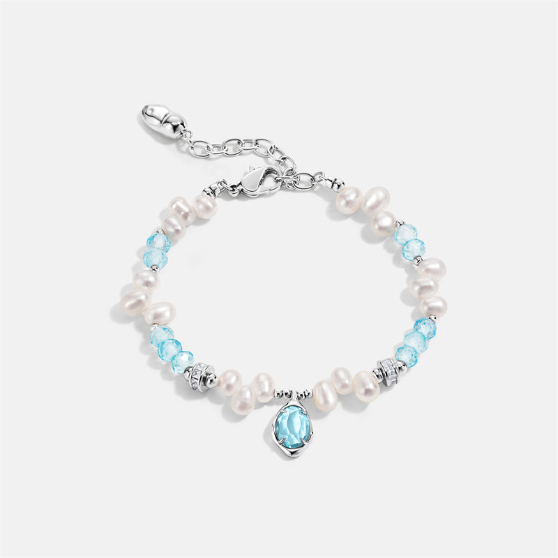 Raw Blue Topaz Pearl Bracelets AmberLollipop