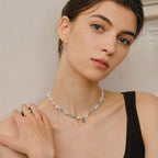 Raw Blue Topaz Pearl Necklace AmberLollipop