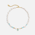 Raw Blue Topaz Pearl Necklace AmberLollipop