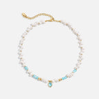 Raw Blue Topaz Pearl Necklace AmberLollipop