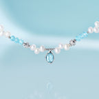 Raw Blue Topaz Pearl Necklace AmberLollipop