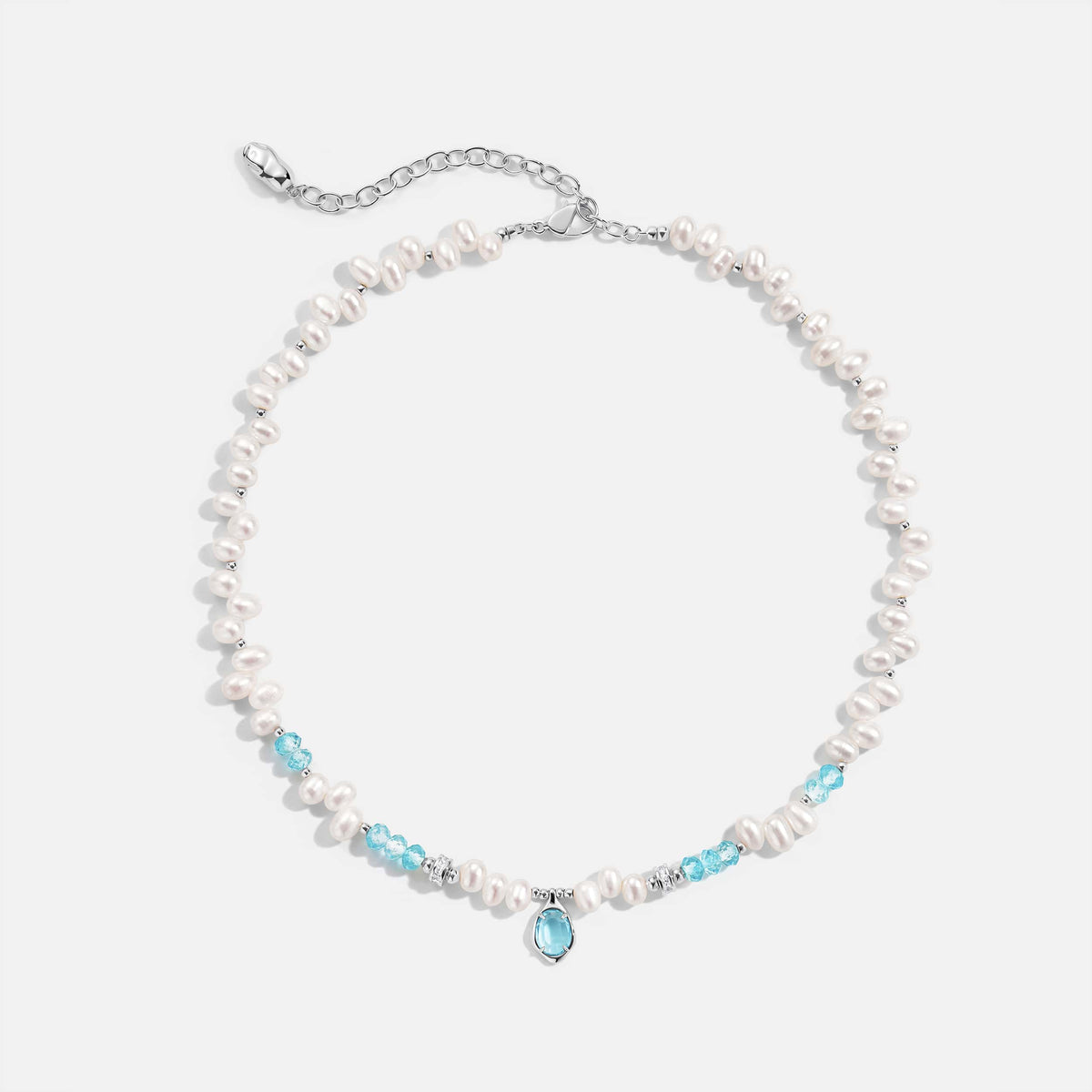 Raw Blue Topaz Pearl Necklace AmberLollipop