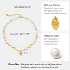 Raw Citrine Pearl Necklace AmberLollipop