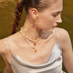 Raw Citrine Pearl Necklace AmberLollipop