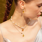 Raw Citrine Pearl Necklace