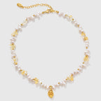 Raw Citrine Pearl Necklace