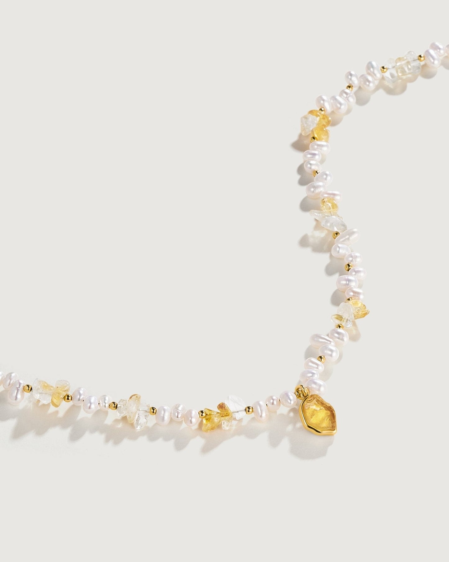 Raw Citrine Pearl Necklace - Amber lollipop