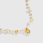 Raw Citrine Pearl Necklace - Amber Lollipop