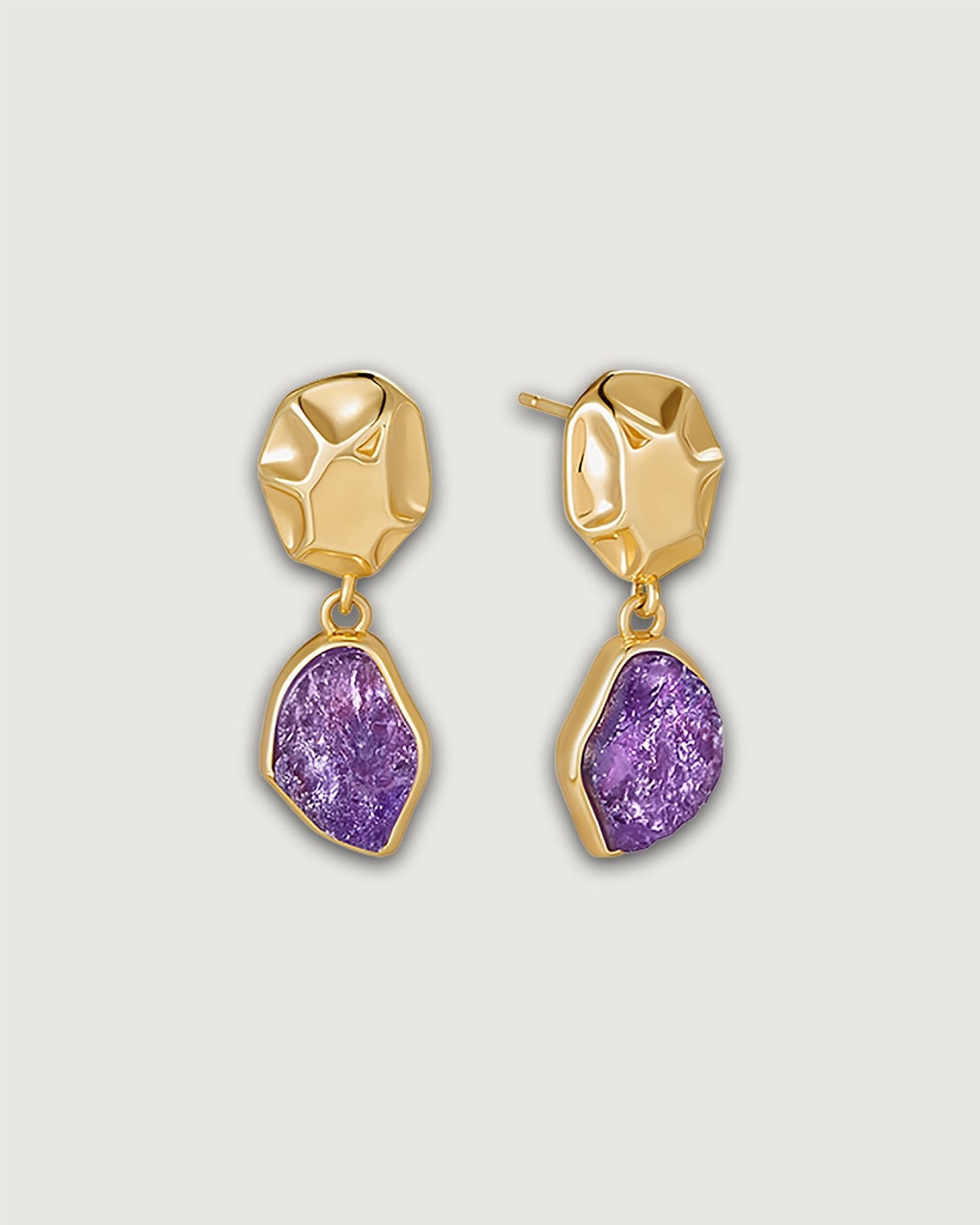 Raw Crystal Drop Earring - Amber lollipop