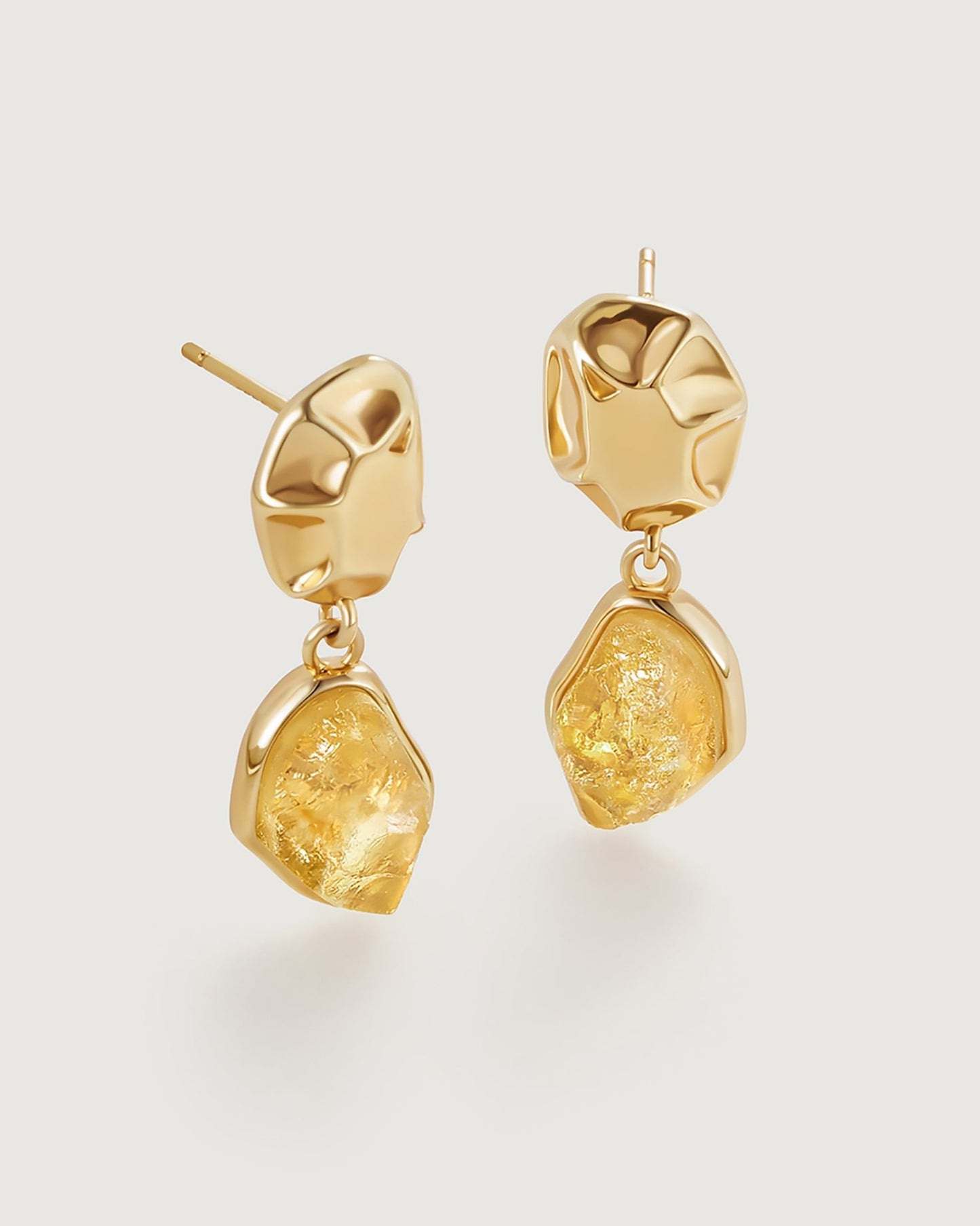 Raw Crystal Drop Earring - Amber lollipop